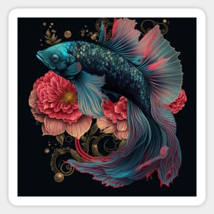 Floral Betta fish Sticker